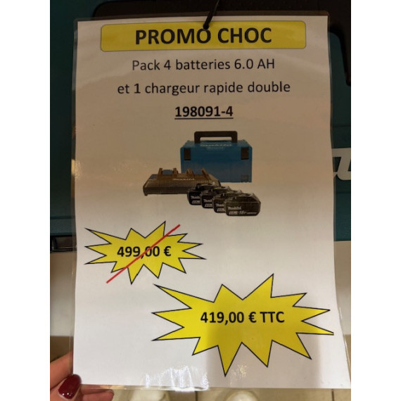 Pack 4 batterie 6.0 ah + chargeur chez MELAIN MOTOCULTURE
