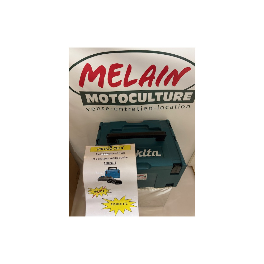 Pack 4 batterie 6.0 ah + chargeur chez MELAIN MOTOCULTURE